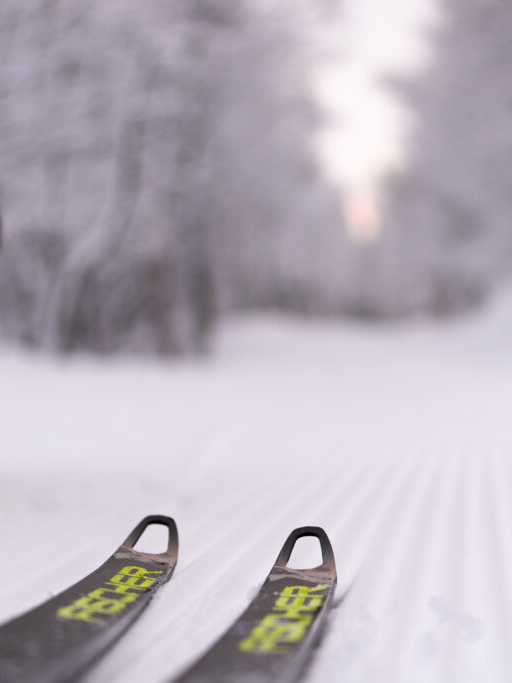 Cross-country skiing fresly groomed trails - skate