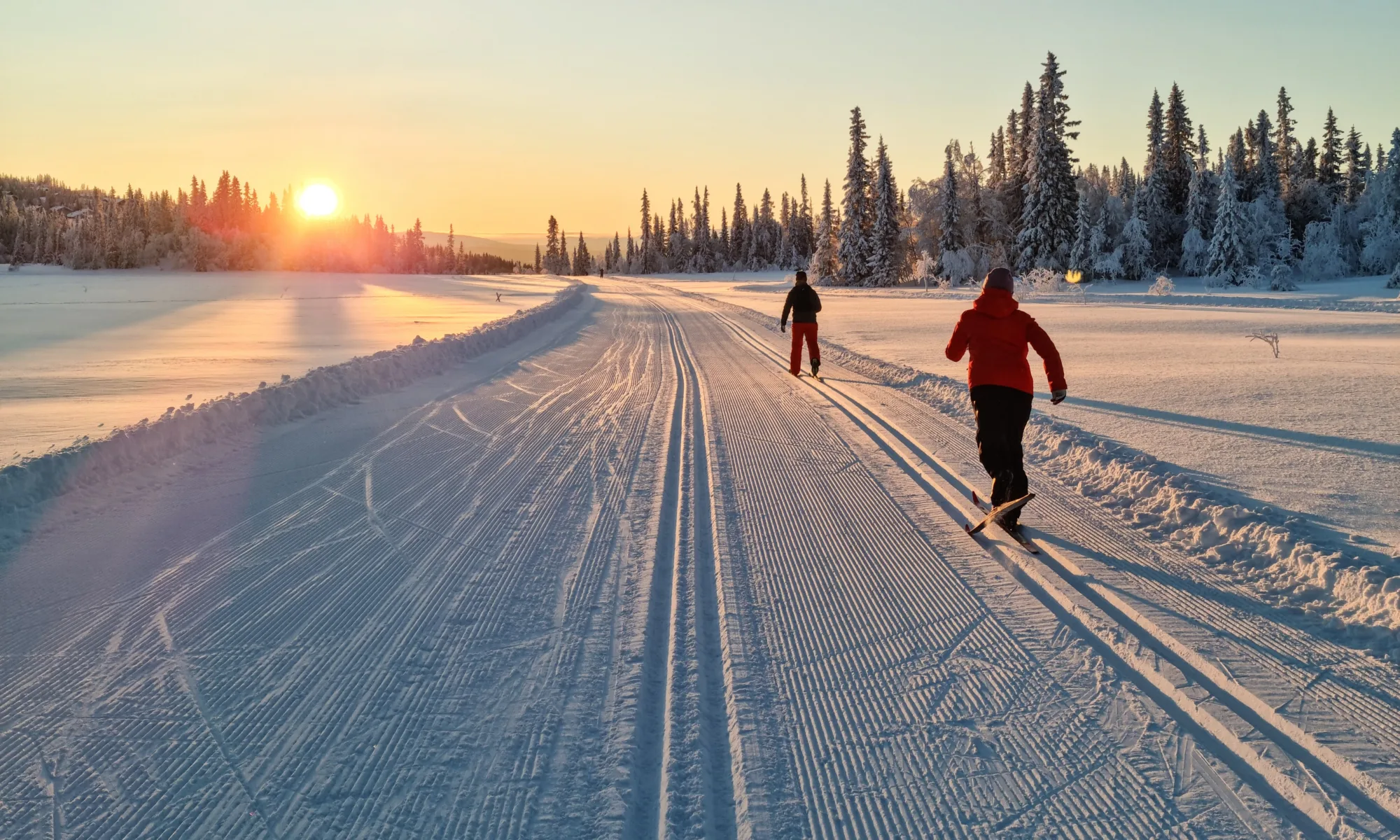 skidlektion i solsken Åre